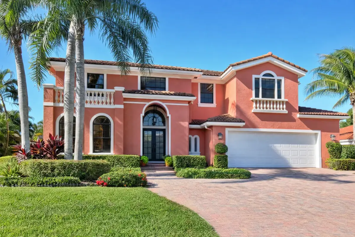 Freshly painted Mediterranean-style South Florida home exterior