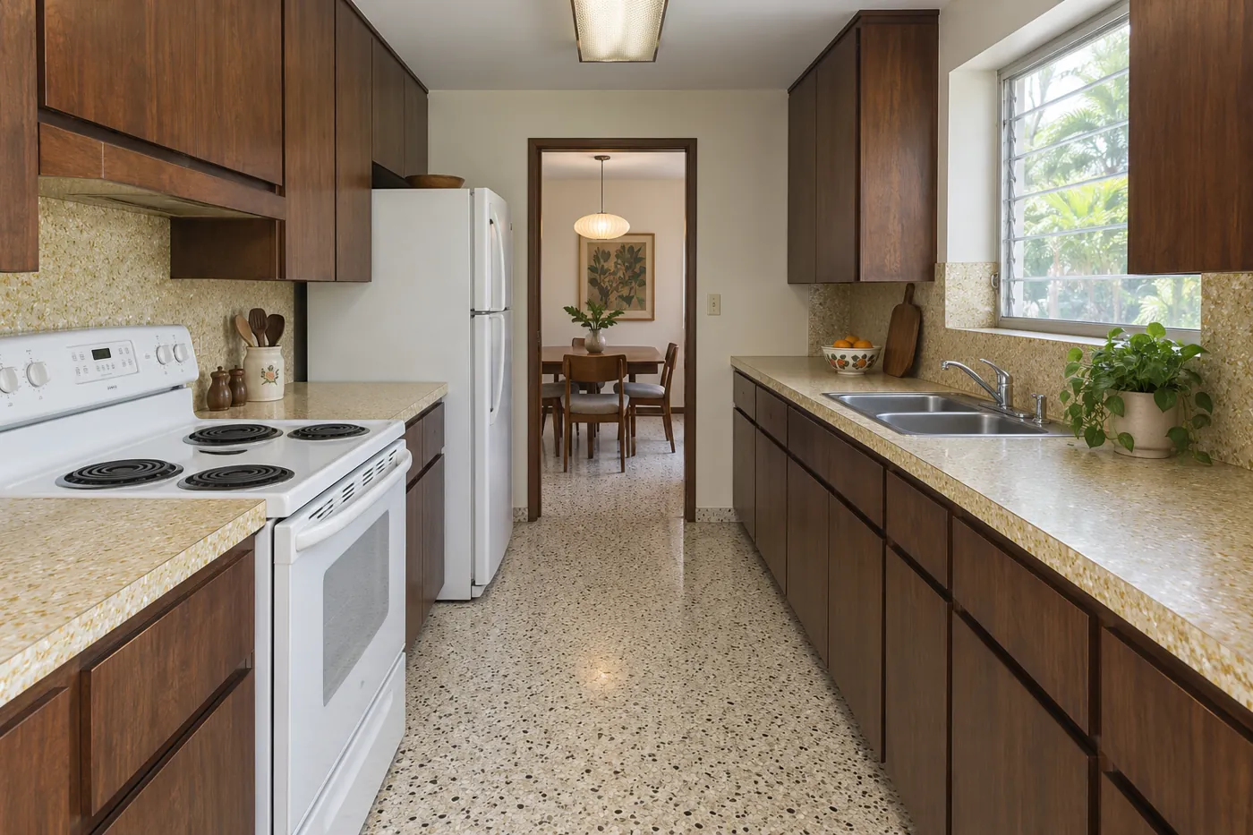 Dated 1960s galley kitchen